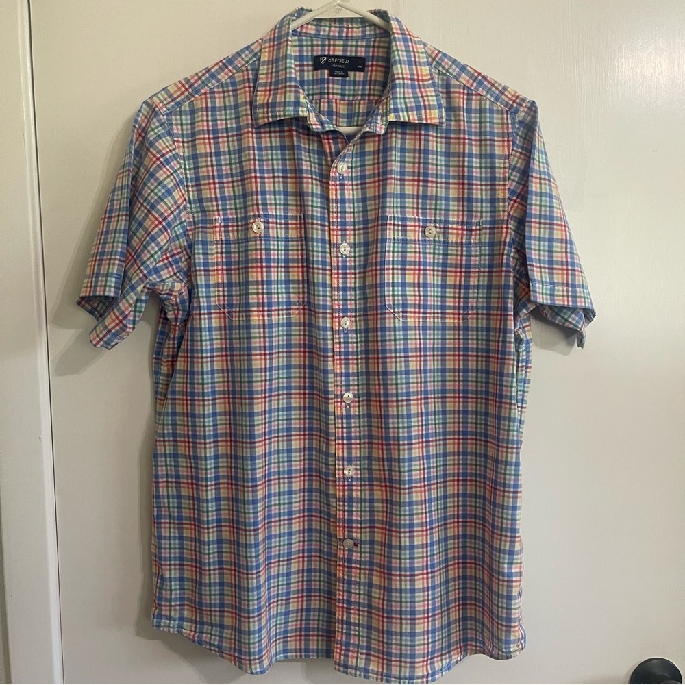 Daniel Cremieux Men’s Casual Blue and Red Plaid Short Sleeve Button Down Shirt